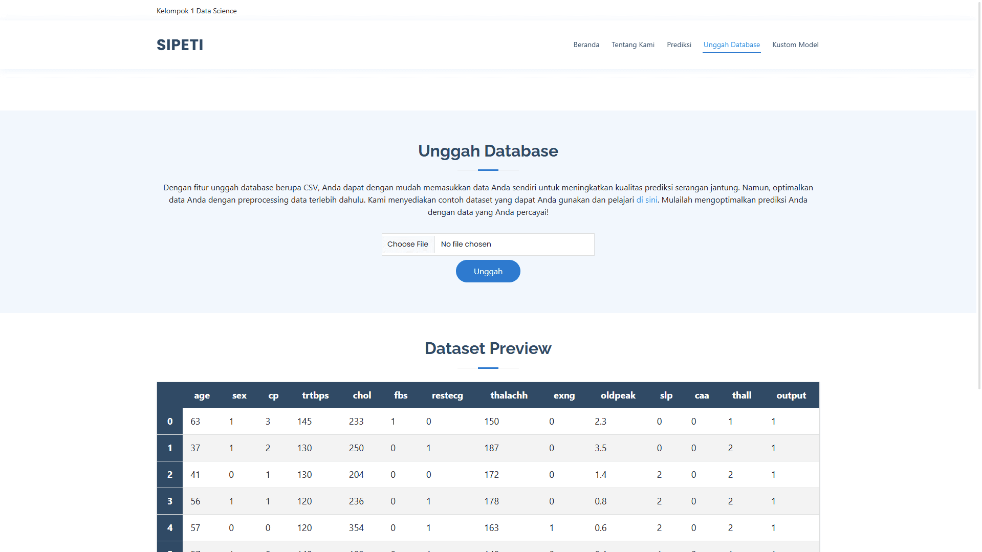SIPETI: Heart Prediction Website - screenshot 2 of a project by Muhammad Heikal Iskandar