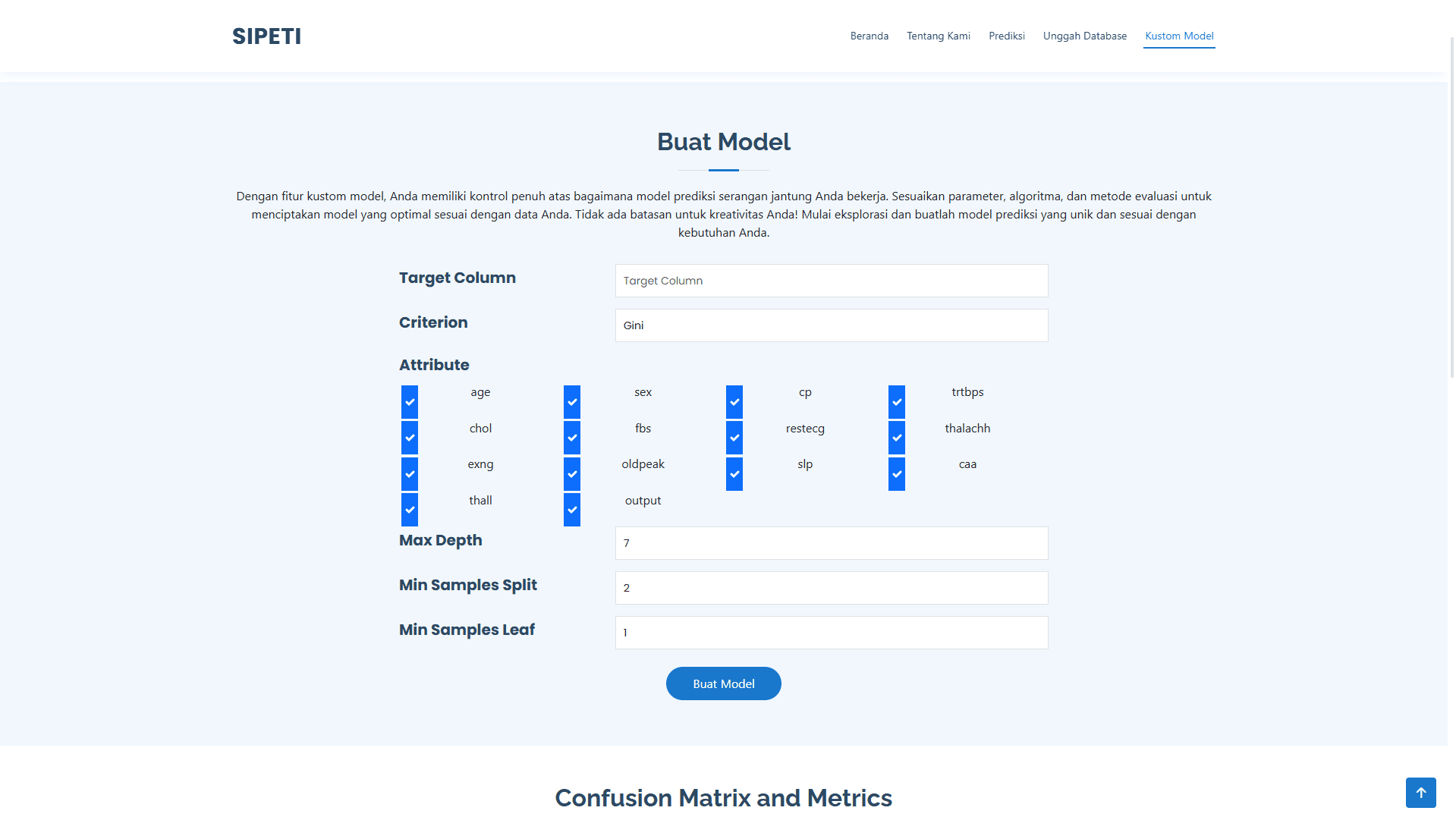 SIPETI: Heart Prediction Website - screenshot 3 of a project by Muhammad Heikal Iskandar