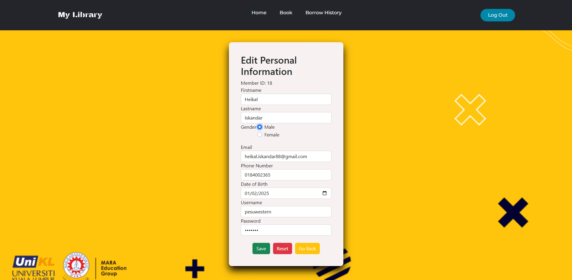 Borrow Book System - screenshot 2 of a project by Muhammad Heikal Iskandar