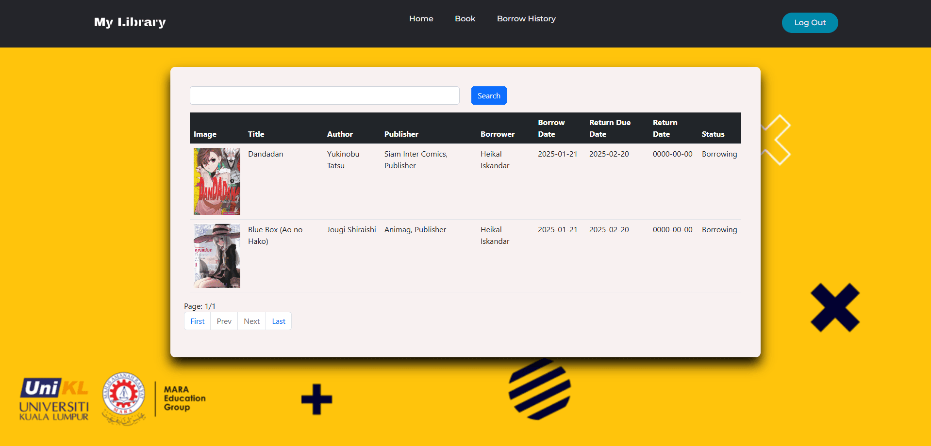 Borrow Book System - screenshot 3 of a project by Muhammad Heikal Iskandar