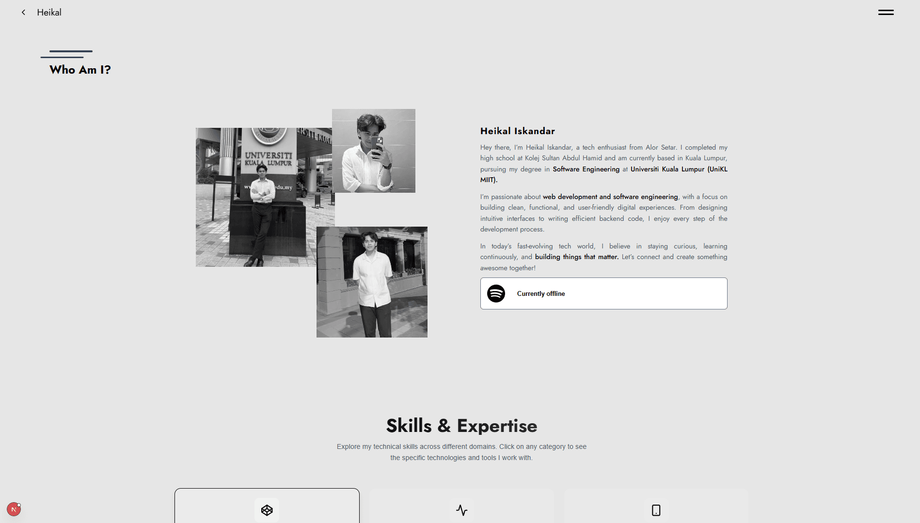 Heikal | Personal Protfolio Website - screenshot 2 of a project by Muhammad Heikal Iskandar