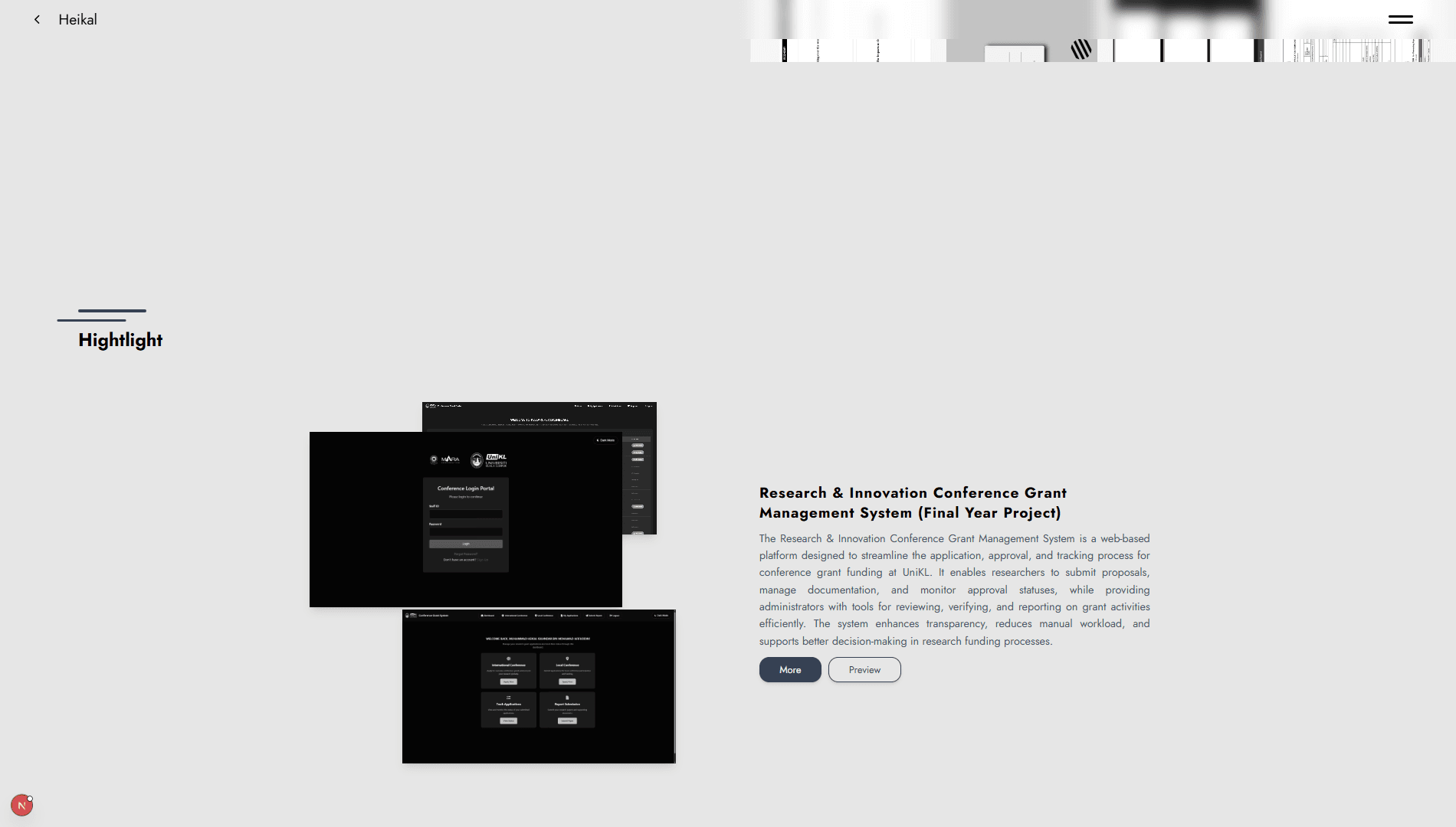 Heikal | Personal Protfolio Website - screenshot 3 of a project by Muhammad Heikal Iskandar